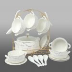 Soup Set With Golden Stand Handi Shape