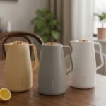 Feenik 2-Liter Premium Thermal Carafe – Glass-Lined Vacuum Flask for Tea & Coffee – Elegant Insulated Jug in Coffee, Grey & White