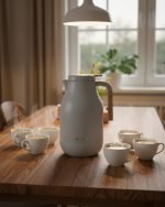 Feenik 2L Premium Vacuum Flask – Glass-Lined Thermal Carafe with Wood-Style Handle & Push-Button Pour for Tea & Coffee (2 Litre) - Image 3