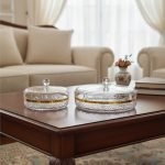 Elegant Glass Serving Dish Set with Gold Trim