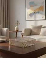 Crystal-Cut Multipurpose Snack Tray with Lid – 4 Section Compartment