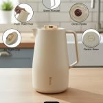 Feenik 2-Liter Premium Thermal Carafe – Glass-Lined Vacuum Flask for Tea & Coffee – Elegant Insulated Jug in Coffee, Grey & White