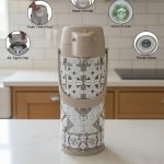 Premium 1.9L Airpot Thermal Flask – Glass Lined Vacuum Thermos with Pump Action – Elegant Mosaic Design for Tea, Coffee & Hot Beverages