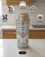 Premium 1.9L Airpot Thermal Flask – Glass Lined Vacuum Thermos with Pump Action – Elegant Mosaic Design for Tea, Coffee & Hot Beverages