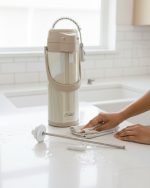 Premium 1.9L Airpot Thermal Flask – Pump Action Vacuum Insulated Thermos for Tea & Coffee – Glass Lined Hot & Cold Dispenser (Beige/Cream) - Image 2