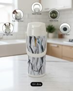 Premium 1.9L Airpot Thermal Flask – Glass Lined Pump Action Thermos for Tea & Coffee – Stylish Abstract Print