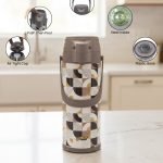 Premium 1.9L Pump Action Airpot Thermos – Geometric Print Thermal Flask with Glass Liner
