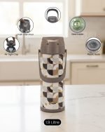 Premium 1.9L Pump Action Airpot Thermos – Geometric Print Thermal Flask with Glass Liner