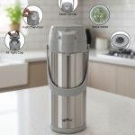 Premium 1.9L Stainless Steel Airpot Thermal Flask – Pump Action Vacuum Jug for Tea, Coffee & Water (Available in Green, Grey, Brown)