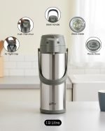 Premium 1.9L Stainless Steel Airpot Thermal Flask – Pump Action Vacuum Jug for Tea, Coffee & Water (Available in Green, Grey, Brown) - Image 7