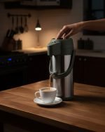 Premium 1.9L Stainless Steel Airpot Thermal Flask – Pump Action Vacuum Jug for Tea, Coffee & Water (Available in Green, Grey, Brown) - Image 9