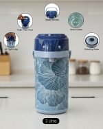 Premium 3-Liter Floral Airpot Thermos Flask – Pump Action Vacuum Dispenser with Glass Liner & Rotating Base (Available in Brown, Blue, Green) - Image 4