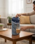 Premium 3-Liter Floral Airpot Thermos Flask – Pump Action Vacuum Dispenser with Glass Liner & Rotating Base (Available in Brown, Blue, Green) - Image 5