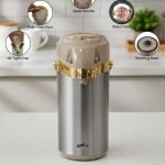 Luxury 3-Liter Stainless Steel & Gold Airpot Thermos – Pump Action Vacuum Flask with Glass Liner & Rotating Base