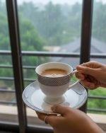 Modern Silver-Patterned Tea Cups Set