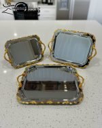 Luxury 3-Piece Silver & Gold Serving Tray Set