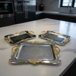 Luxury 3-Piece Silver & Gold Serving Tray Set