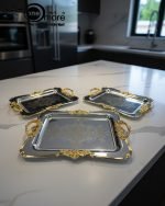 Luxury 3-Piece Silver & Gold Serving Tray Set