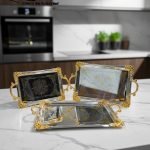 Luxury 3-Piece Silver & Gold Serving Tray Set