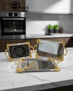 Luxury 3-Piece Silver & Gold Serving Tray Set