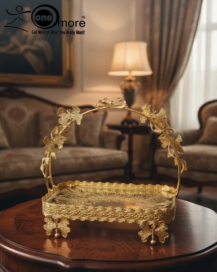 Luxury Gold-Plated Floral Serving Tray