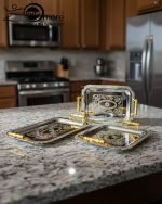 Luxury 3-Piece Silver & Gold Serving Tray Set