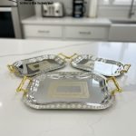 Luxury 3-Piece Silver & Gold Serving Tray Set