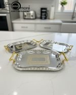 Luxury 3-Piece Silver & Gold Serving Tray Set