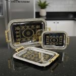 Luxury 3-Piece Silver & Gold Serving Tray Set