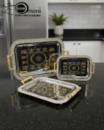 Luxury 3-Piece Silver & Gold Serving Tray Set