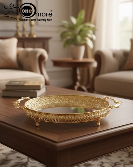 Luxury Ornate Gold Mirrored Serving and Centerpiece Tray