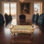 Elegant Gold Mirrored Serving Tray | Luxury Metal Centerpiece & Vanity Display