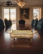 Elegant Gold Mirrored Serving Tray | Luxury Metal Centerpiece & Vanity Display