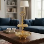 Luxury Gold-Plated Two-Tier Floral Serving Tray