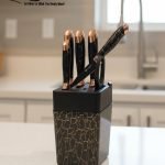 Elevate your kitchen counter with the 'One More' Marble & Rose Gold Knife Set