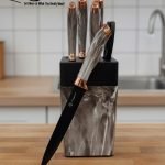 Elevate your kitchen counter with the 'One More' Marble & Rose Gold Knife Set