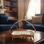 Elegant Gold-Plated Serving Dish/Basket with Porcelain Plate