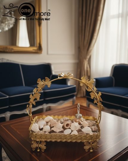 Luxury Gold-Plated Floral Serving Tray