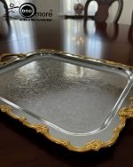 Luxury 3-Piece Silver & Gold Serving Tray Set