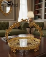 Luxury Gold-Plated Floral Serving Tray