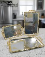 Luxury 3-Piece Silver & Gold Serving Tray Set