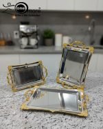 Luxury 3-Piece Silver & Gold Serving Tray Set
