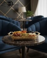 Elegant Gold Mirrored Serving Tray | Luxury Metal Centerpiece & Vanity Display