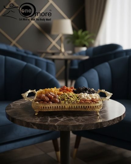 Elegant Gold Mirrored Serving Tray | Luxury Metal Centerpiece & Vanity Display