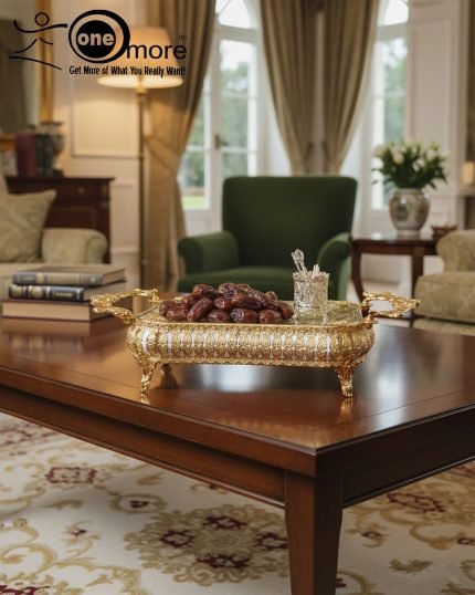 Elegant Gold Mirrored Serving Tray | Luxury Metal Centerpiece & Vanity Display