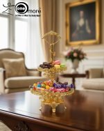Luxury Gold-Plated Two-Tier Floral Serving Tray