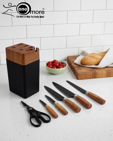 Elevate your kitchen counter with the 'One More' Marble & Rose Gold Knife Set