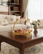 Luxury Gold-Plated Floral Serving Tray