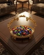 Luxury Gold-Plated Floral Serving Tray