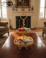 Luxury Gold-Plated Two-Tier Floral Serving Tray
